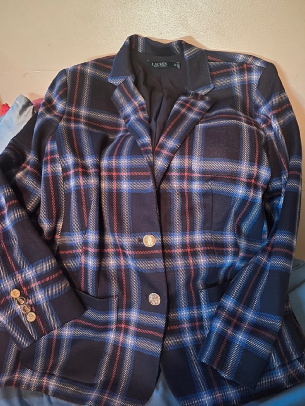 Ralph Lauren size 1X Red, white, blue plaid blazer
